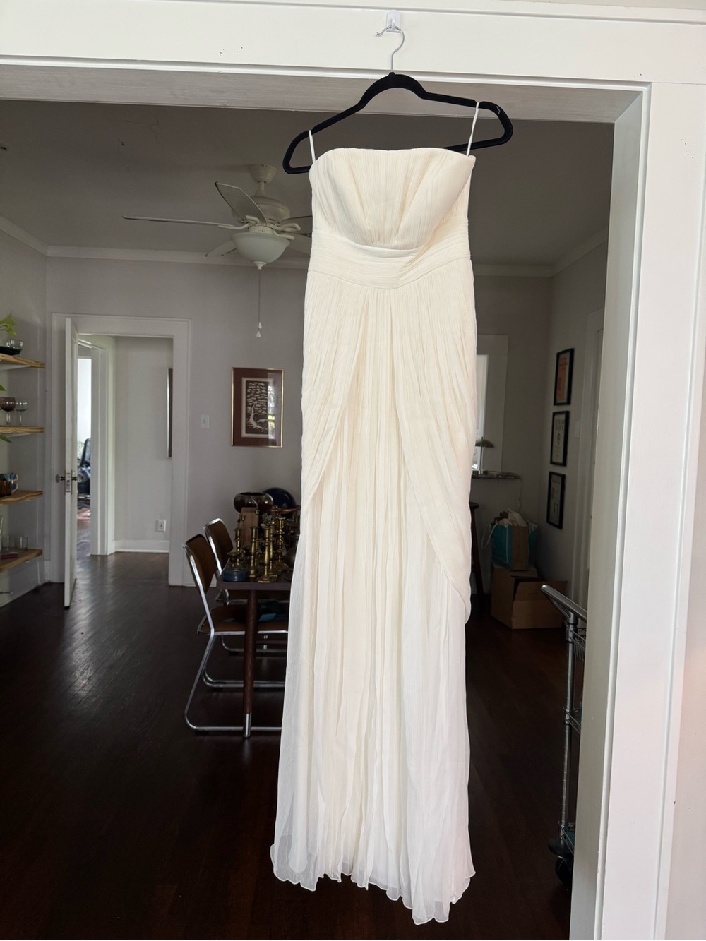 Anna Kara Pleated Strapless Wedding Dress Cream 38 Like New